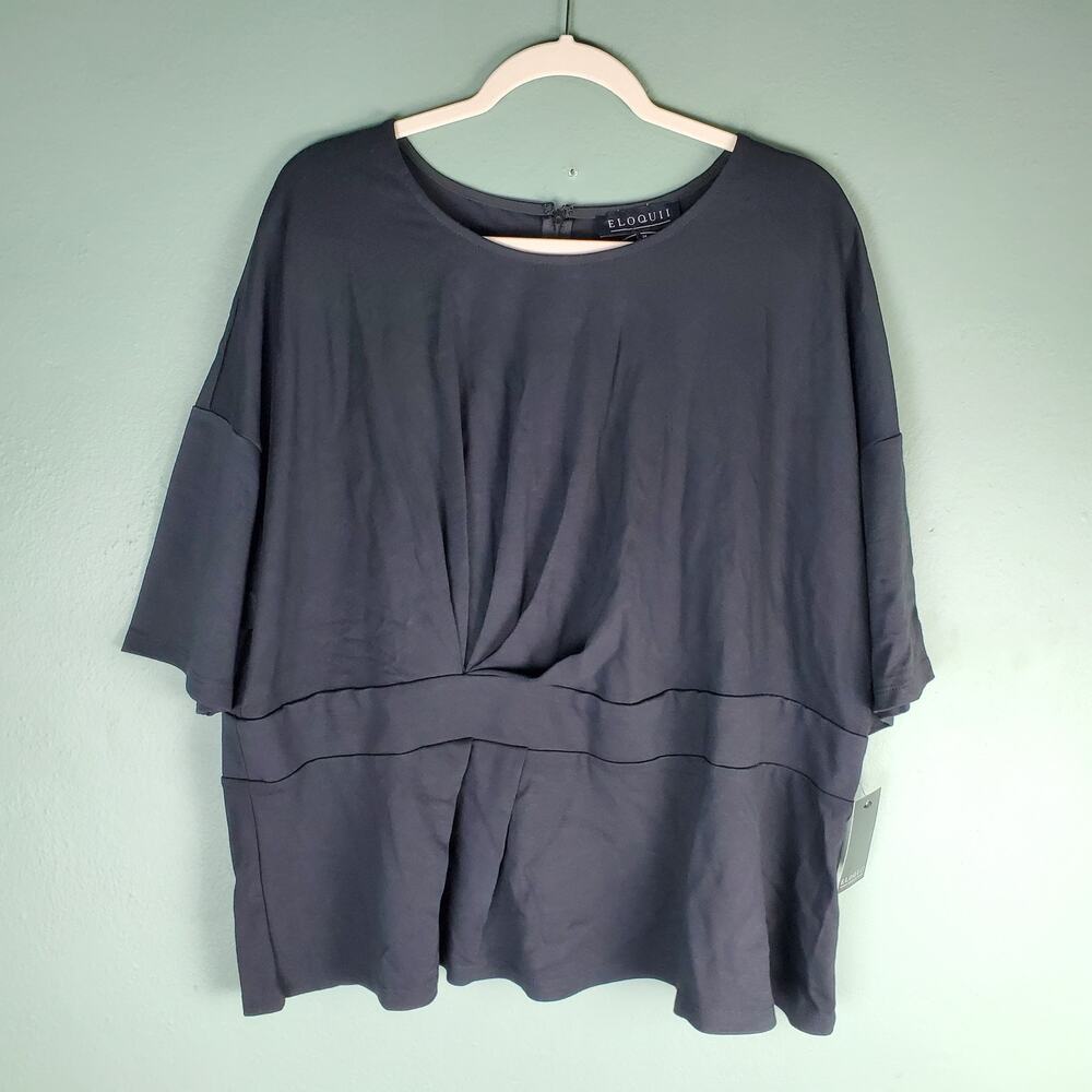 Eloquii Women's Black Ruched Blouse Top Size 24